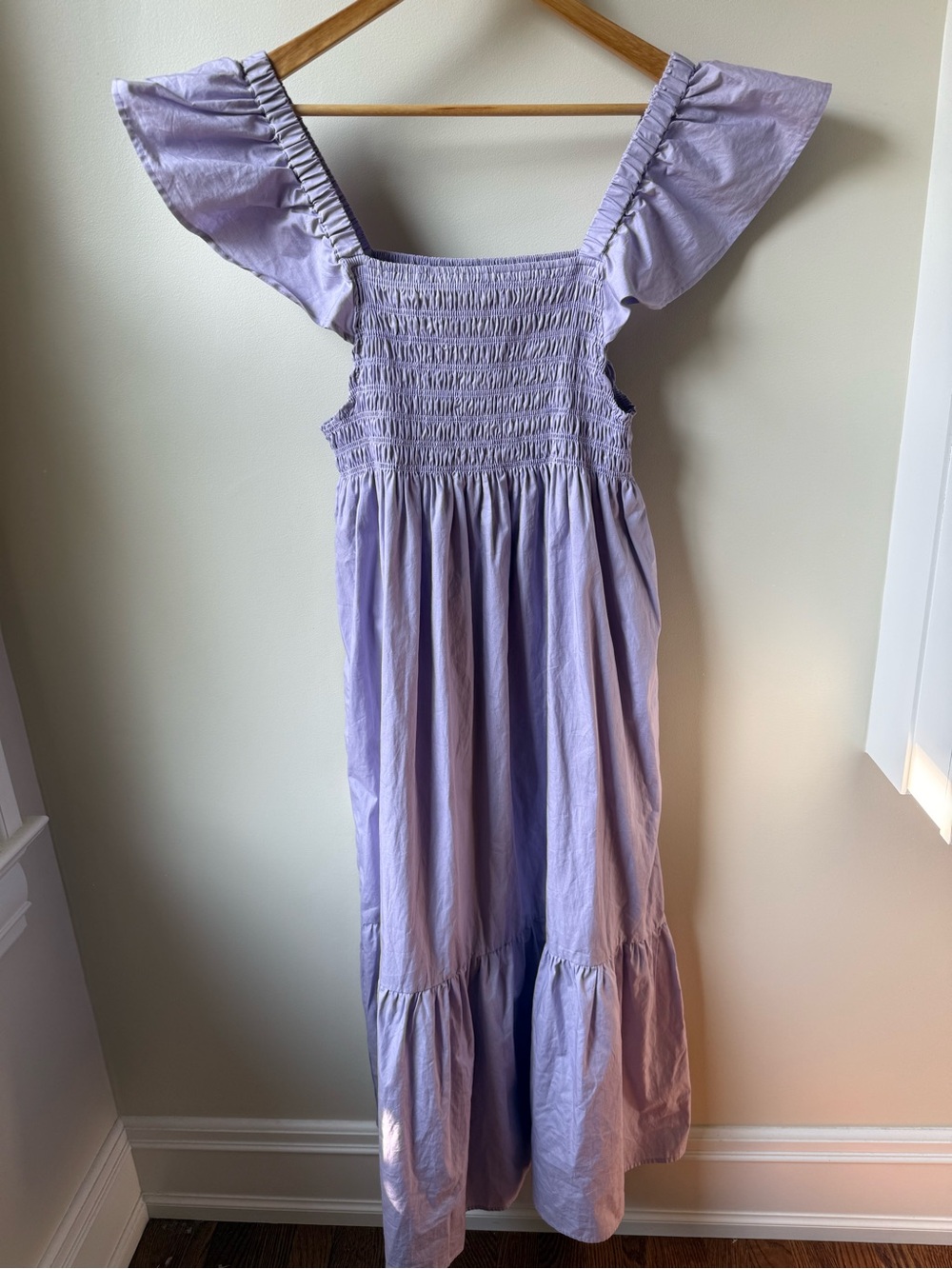 NWT O.P.T. Tuscany Tiered Midi Dress Lavender Pastel Smocked Nap Flutter M - Picture 2 of 9